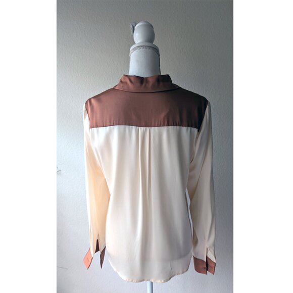 LilySilk Women Casual Color Block Silk Shirt - Size M - Picture 2 of 13